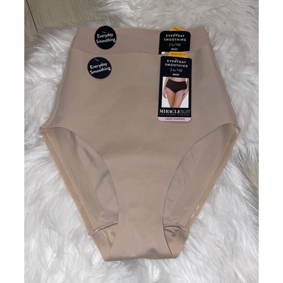 Miraclesuit 2534 2 Womens Light Shaping Waistline Brief Panties S Small Beige - Picture 1 of 4